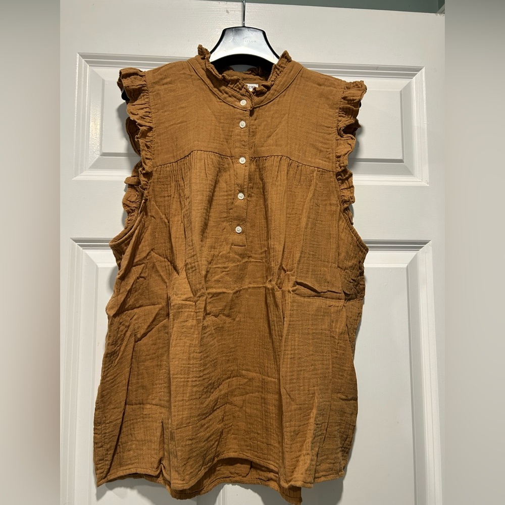 J. Crew Mustard Yellow Ruffled Blouse